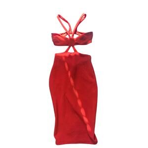 Nookie Orange Cut Out Open Back Midi Dress Size 12